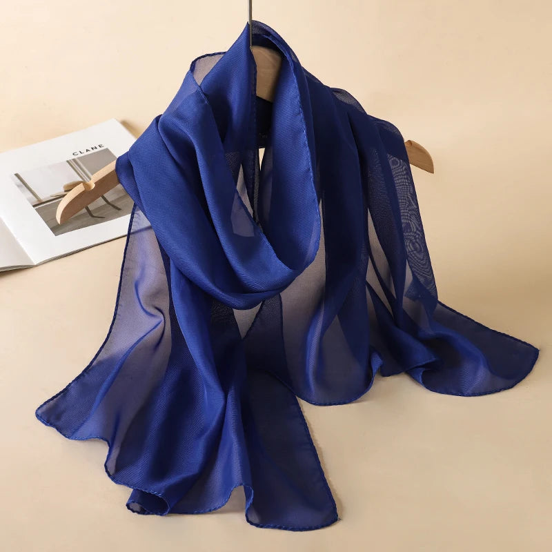 2023 Stylish Women's Solid Color Silk Beach Scarf and Headband Wraps for Sun Protection.