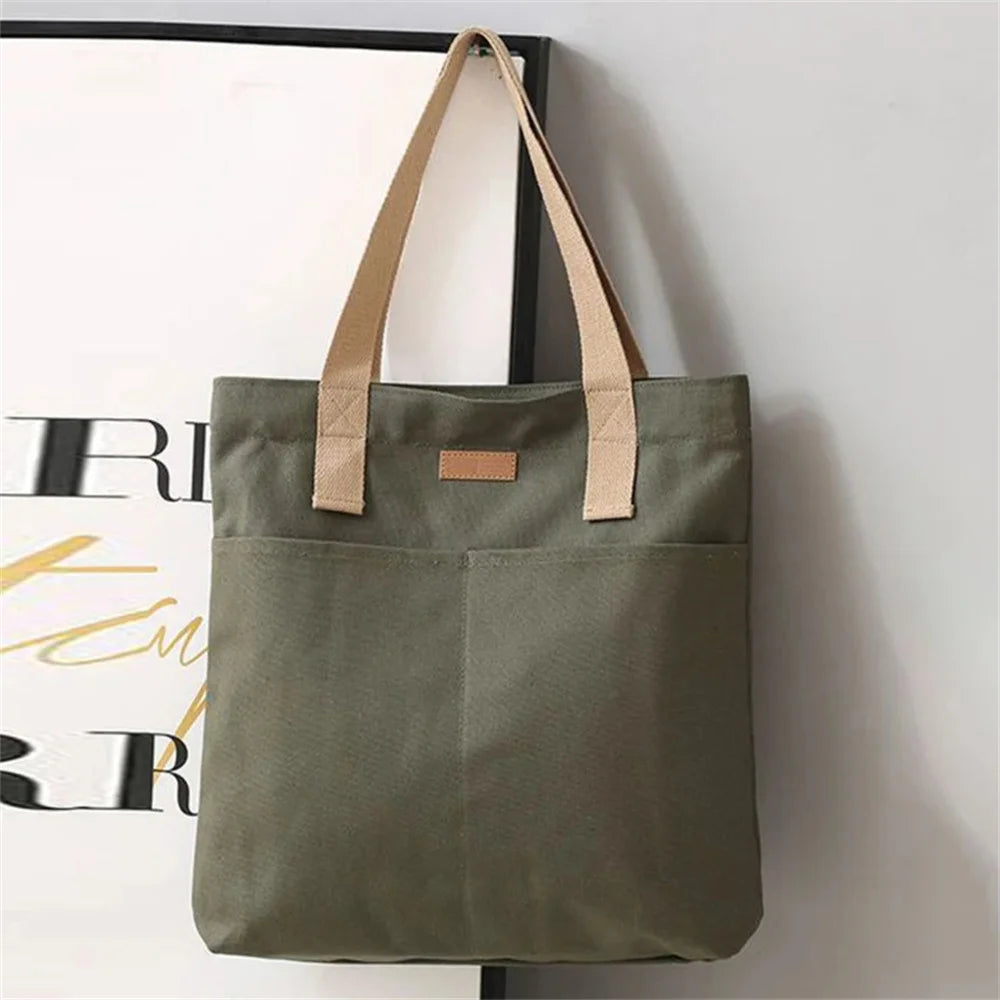 1Pcs Women's Tote Bag Canvas Sewing Thread Large Capacity Advanced Sense Handbag Convenient Practical Female's Commuter Bag.