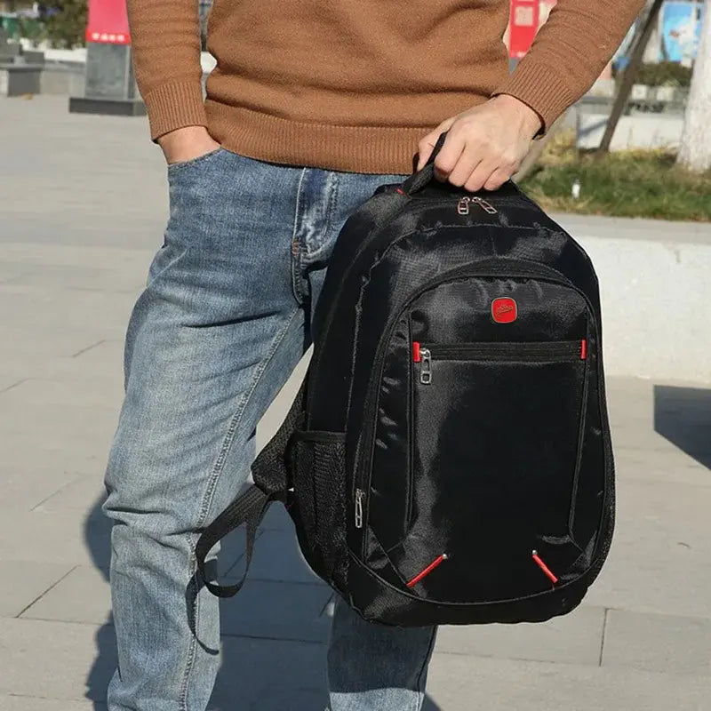 Large-capacity Student School Bag Casual Solid Color Backpack Material Oxford Men New Backpack Multi-functional  Simple Bag.