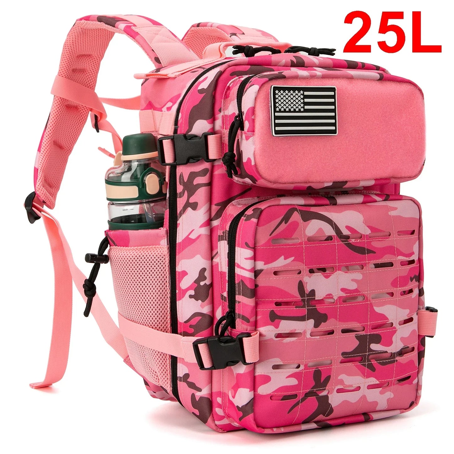 QT&QY 25L/45L Tactical Backpack for Men and Women Outdoor Survival Bug Out Bag Small School Rucksack Hking with Bottle Holder.