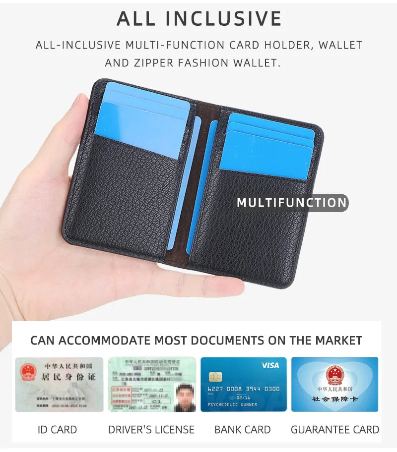 Slim Folding Wallet Men Soft Leather Card Wallet Mini Credit Card Holders Wallet Thin Card Purse Small Bags for Women Men Wallet.