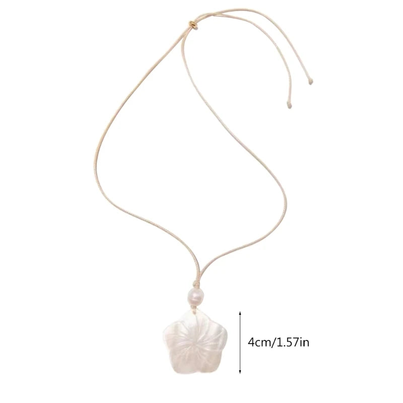 Beach Natural Shell Necklace for Women Seaside Plum Blossom Shell Pendant Choker Necklace Choker Beach Jewelry Birthday.