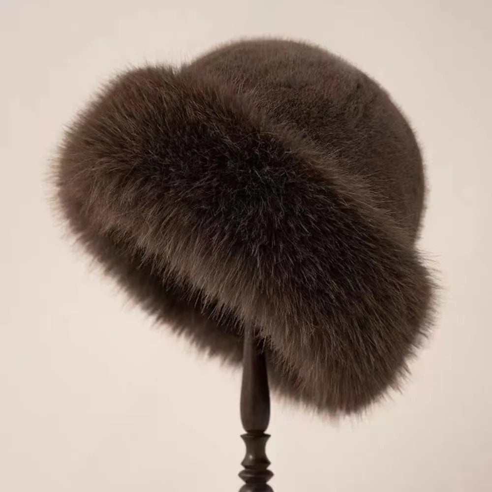 Cozy Faux Fur Bucket Hat for Winter - Stylish Panama Cap for Cold Weather & Holiday Gifts.