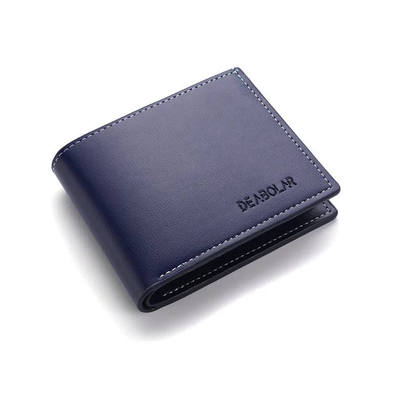 Pu Leather Men Short Wallet Thin Style Folding Young Men Credit Card Holder Wallet.