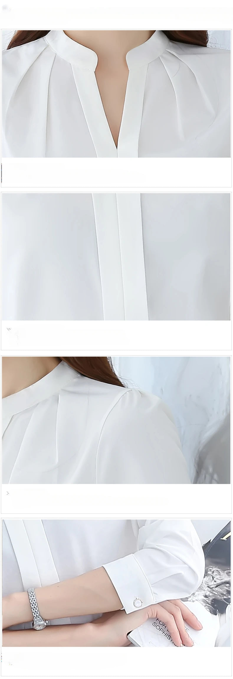 Chiffon Blouse Women Korean Fashion Women Clothing White Shirt  Long Sleeve Blouses V-neck Womens Tops Basic Shirts and Blouses - Elevate Your Body