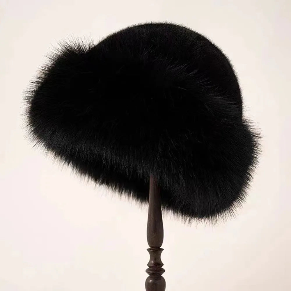 Cozy Faux Fur Bucket Hat for Winter - Stylish Panama Cap for Cold Weather & Holiday Gifts.