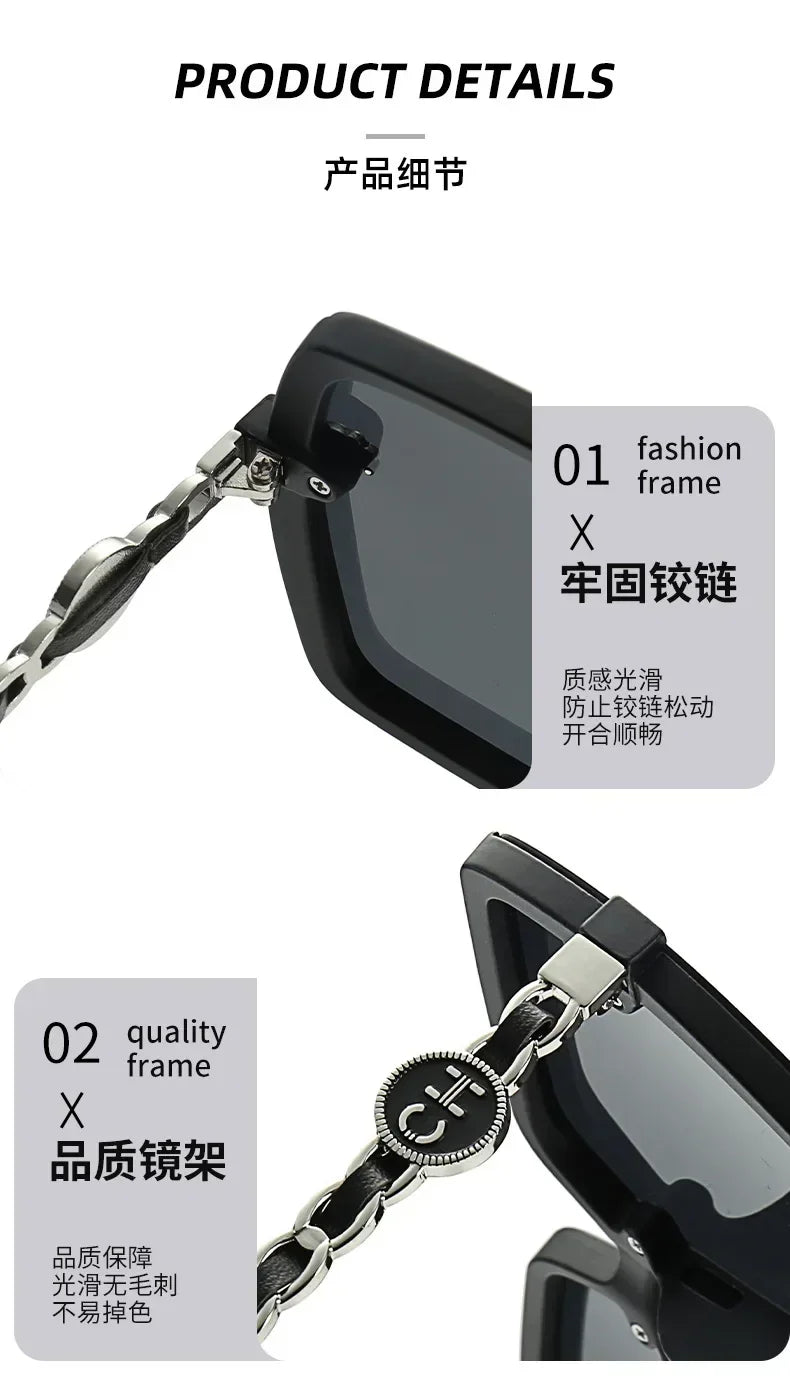 Chic Polarized Square Sunglasses for Women - Retro Floral Gradient Eyewear.