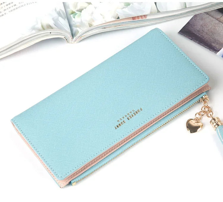 Women's Long Wallet,Multi Card slots Handheld Clutches,Tassel Zipper Clutch Purse,Slim Large Capacity Leather Mobile Phone Bag - Elevate Your Body