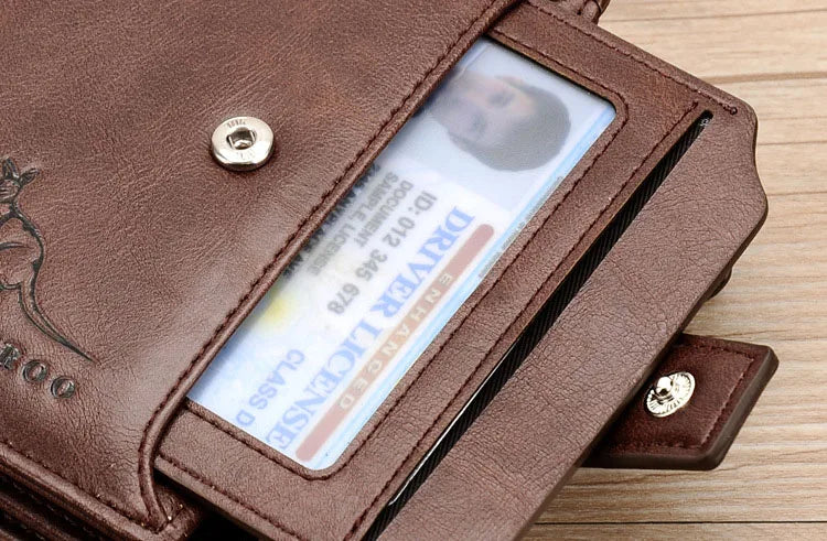 Men's Coin Purse Wallet RFID Blocking Man PU Leather Wallet Zipper Business Card Holder Money Bag Wallet Male