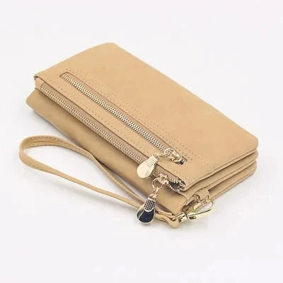 Yogodlns Fashion Nubuck Leather Wallet Female Double Zipper Lady Handbag Clutch Multi-layer Purse Shopping Women Wallet Purse.