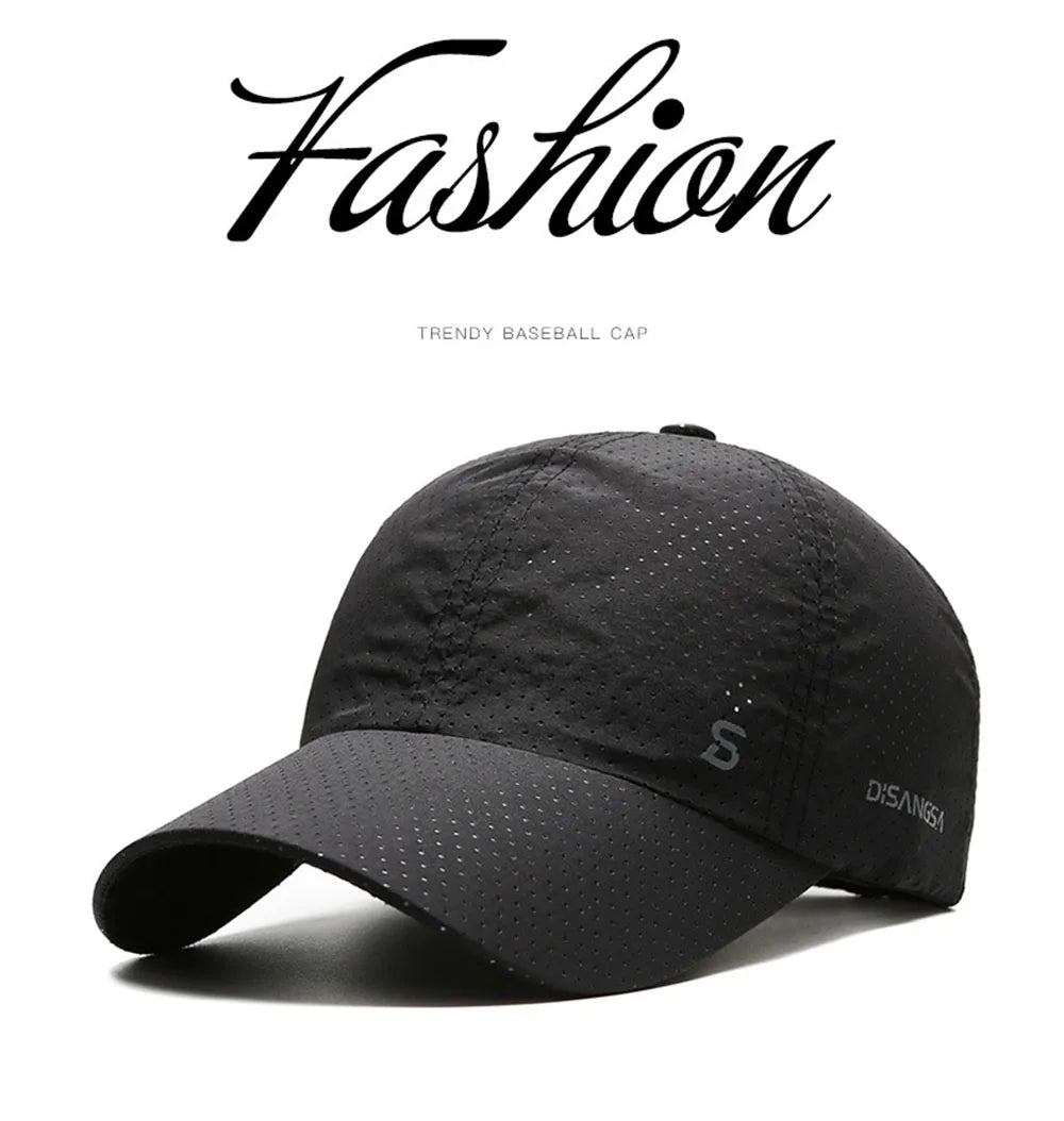 Unisex Quick-Dry Mesh Baseball Cap - Adjustable Breathable Sun Visor for Summer Fishing and Outdoor Activities.