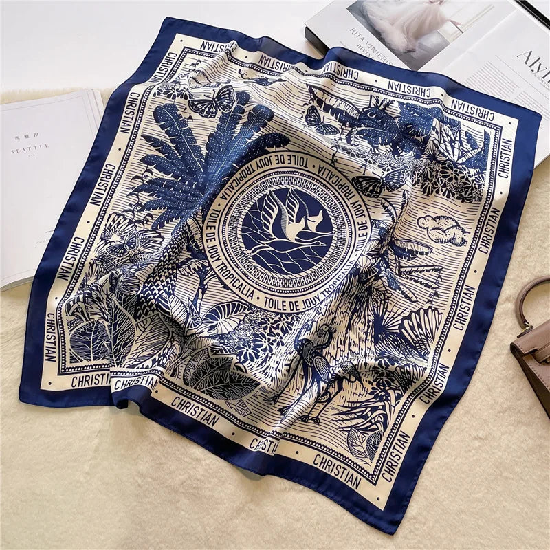 Luxury 2024 Square Silk Scarves with Sunscreen Protection - Fashionable 90X90CM Kerchief for All Seasons.