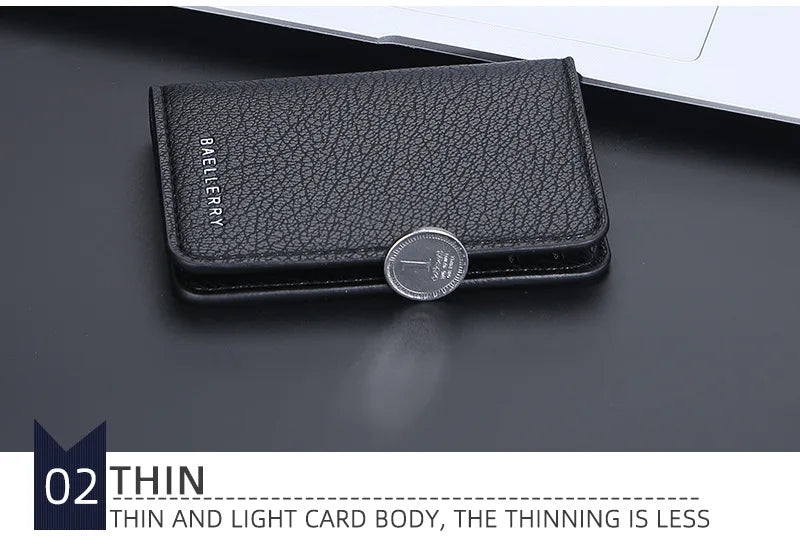 Slim Folding Wallet Men Soft Leather Card Wallet Mini Credit Card Holders Wallet Thin Card Purse Small Bags for Women Men Wallet - Elevate Your Body