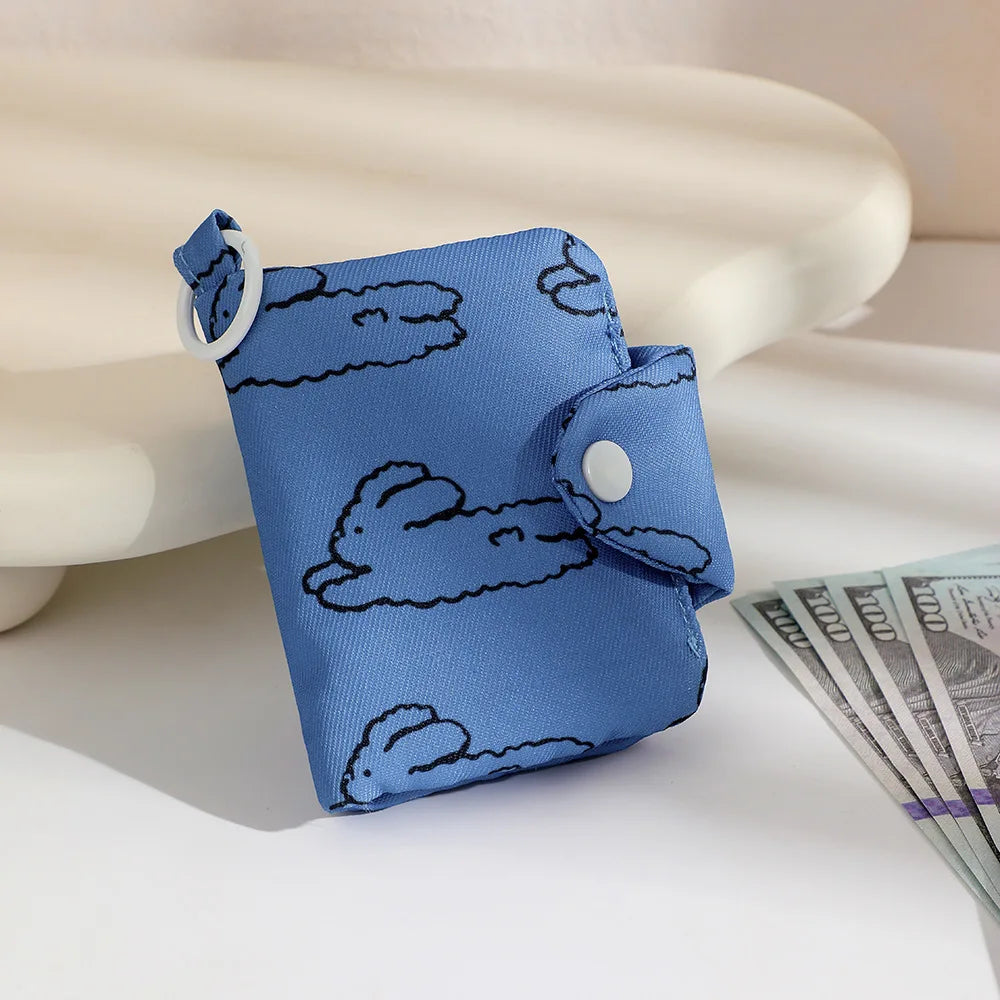 Ins Korean Cute Flower Rabbit Multi-layer Coin Purse Student Simple Card Bag Headphone Data Cable Storage Bag Backpack Pendant.