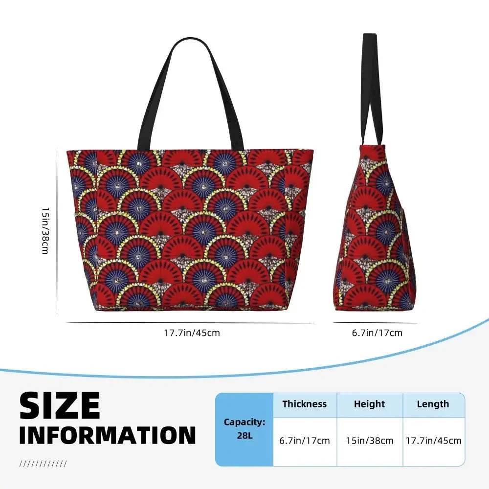 Custom African Kente Cloth Design Tote Bag for Women Large Capacity Traditional Africa Ethnic Ankara Beach Gym Travel Bags