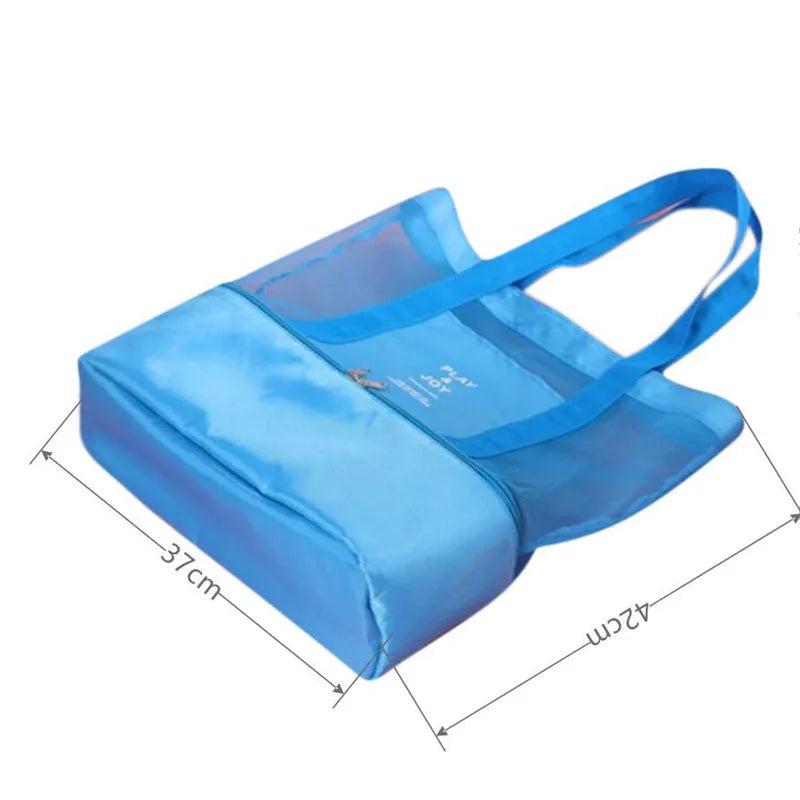 High Capacity Women Mesh Transparent Bag Double-layer Heat Preservation Large Picnic Beach Bags Tote Office Lunch Snacks Bag.