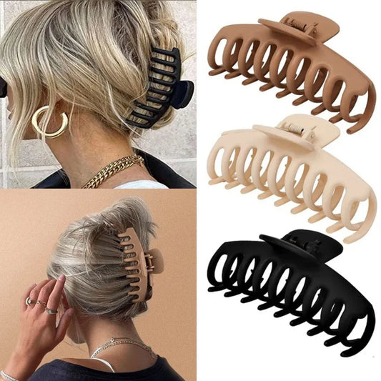 Set of 4 Geometric Nonslip Large Hair Claw Clips for Women - Stylish Hairpins and Accessories for All Occasions.