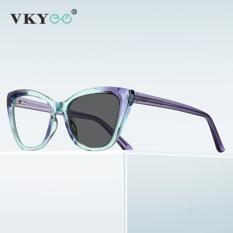 Stylish VKYEE Cat-Eye Reading Glasses for Women with Customizable Photochromic Lenses and Anti-Blue Light Protection PFD2148.