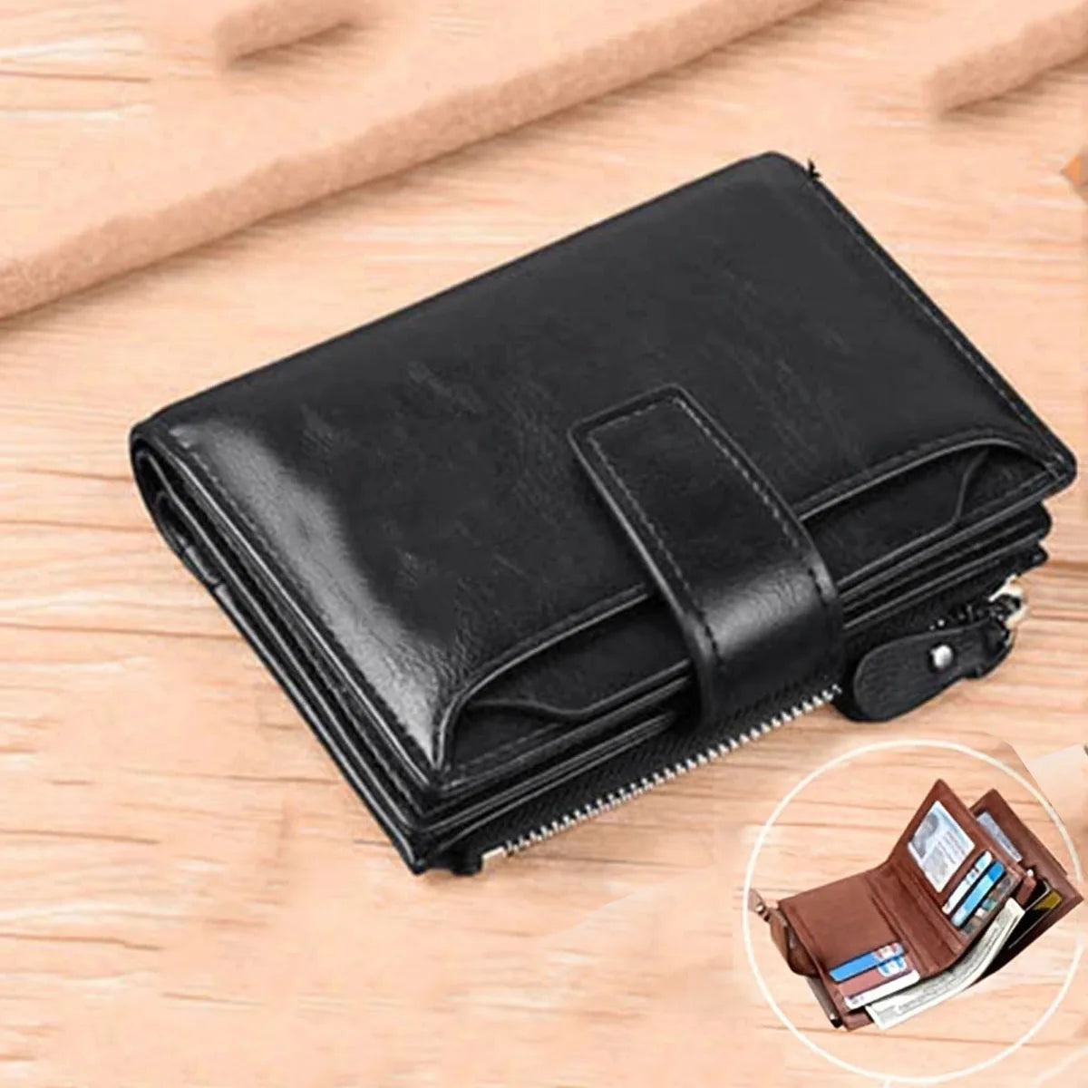 Men's Coin Purse Wallet RFID Blocking Man PU Leather Wallet Zipper Business Card Holder Money Bag Wallet Male.