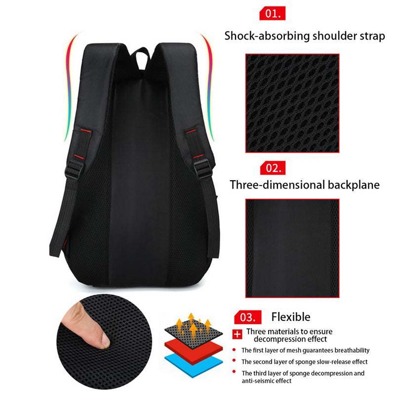 Large-capacity Student School Bag Casual Solid Color Backpack Material Oxford Men New Backpack Multi-functional  Simple Bag.