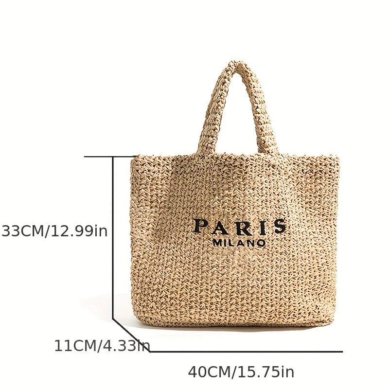 Casual Large Capacity Straw Tote Bag Designer Letters Women Handbags Handmade Woven Summer Beach Bag Big Shopper Purses 2024.