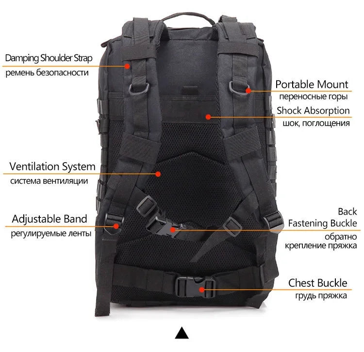 QT&QY 30/45L Man Tactical Backpacks HkingTraveling Bags Survival Outdoor 3P Assault Pack EDC Molle Pack For Trekking Hunting Bag - Elevate Your Body