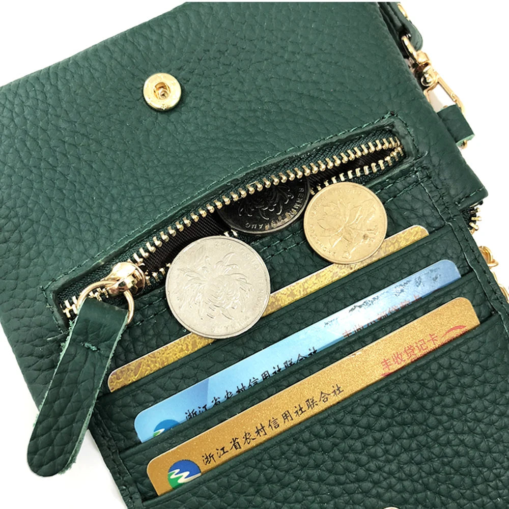 Custom Letters Women Coin Purse Genuine Leather Lady Keychain Card Holder Small Lanyard Wallet Personalize Name Zip Wristlet Bag - Elevate Your Body