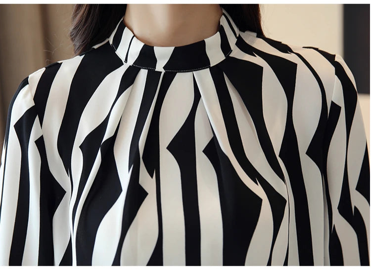 New Striped Chiffon Blouse Shirt Fashion Woman Blouse Long Sleeve Women Shirts Office Work Wear Womens Tops Blusas 0941 60 - Elevate Your Body