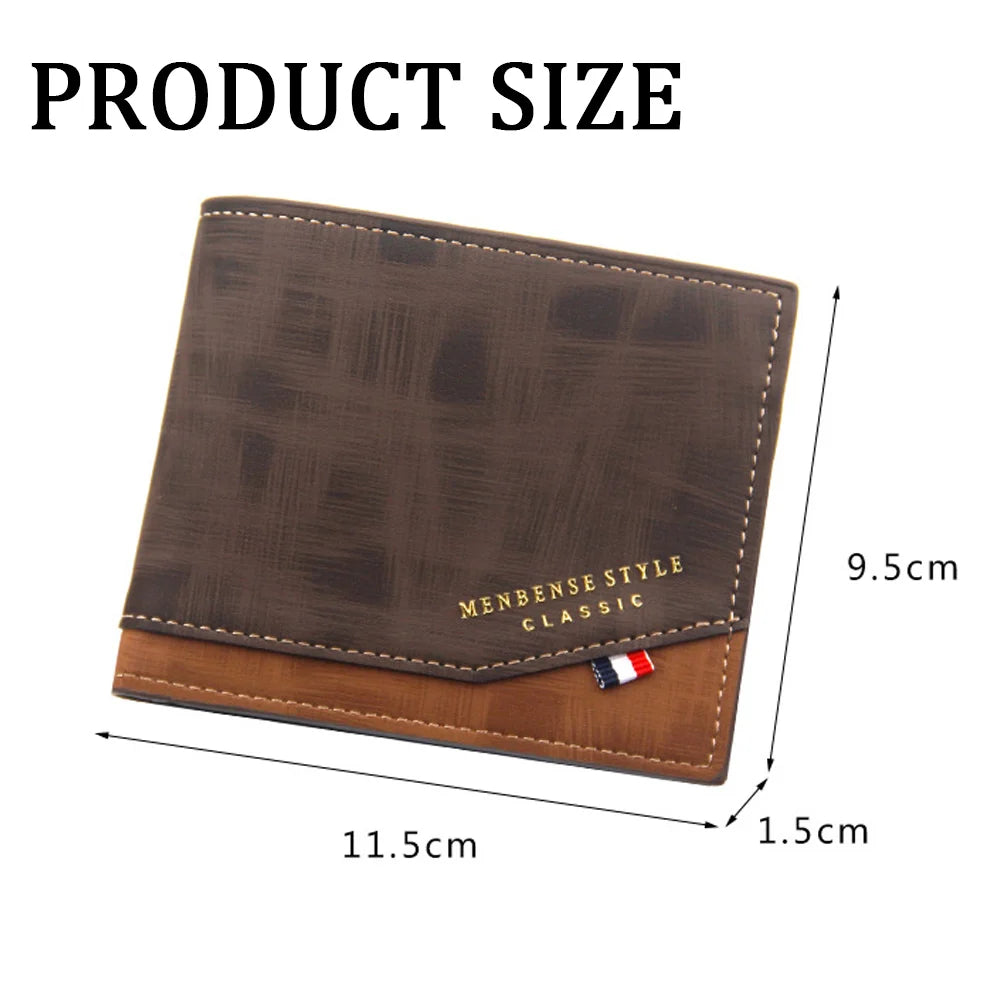 Men's Short Frosted Large Capacity Leather Wallet,Multi-Slot Coin Pocket Photo Holder Small Men's Wallet,Vintage Wallet for Male.