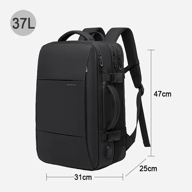 BANGE Travel Backpack Men Business Backpack School Expandable USB Bag Large Capacity 17.3 Laptop Waterproof Fashion Backpack.