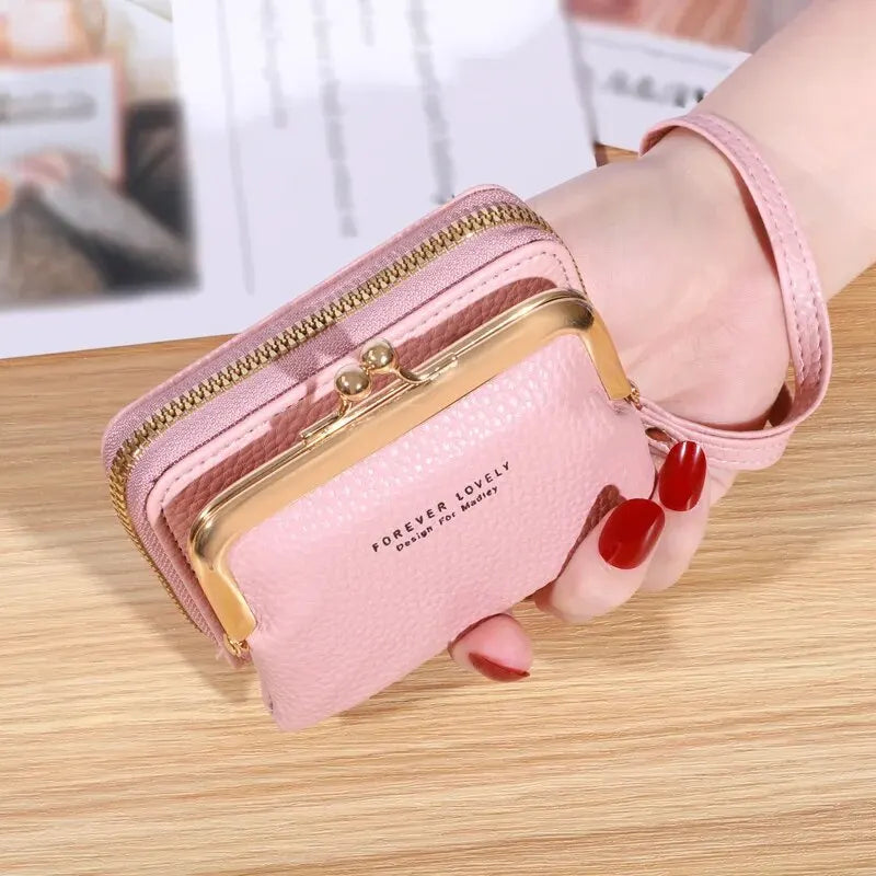 Wallet Women's Fashion Wrist Strap Short Zero Wallet Large Capacity Coin Clip Bag Multiple Card Positions Card Bag Money Clip.