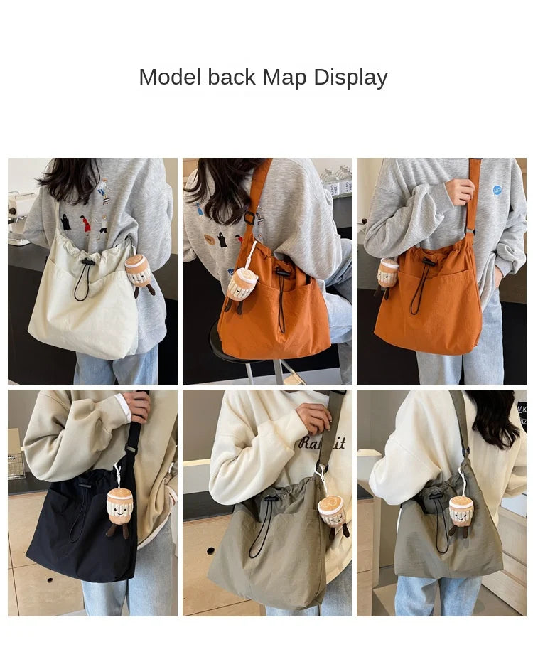 2024 New Nylon Shoulder Bag Fashionable Shrinkage Anti Wrinkle Crossbody Bag Lightweight Large Capacity Commuter Women Tote Bag