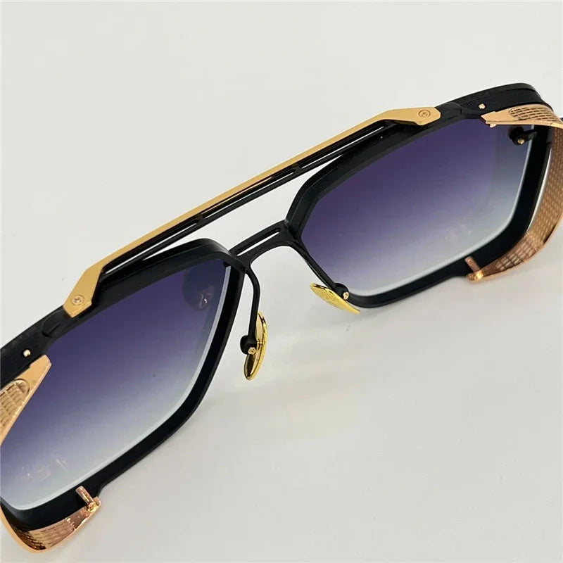 LIMTED EDITION M Six Men's Vintage Metal Sunglasses with Frameless UV 400 Lens - Stylish Square Design.