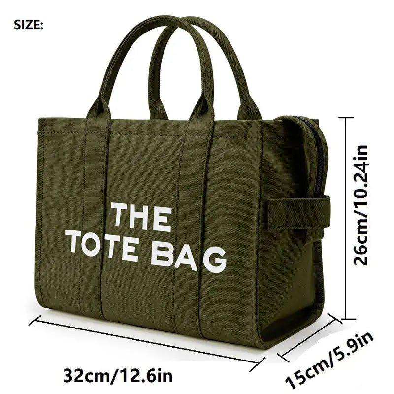 New Women's Canvas Tote Bag Silk Print Letter High Capacity Tote BAG Handheld One Shoulder Crossbody Bag