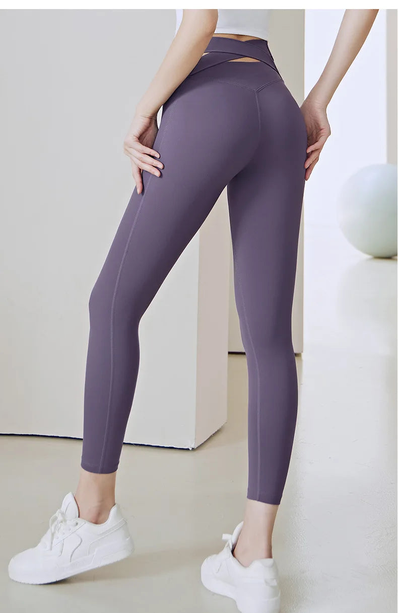 Sexy Open Crotch Push Up Leggings Women High Rise Gym Fitness Sporty Hot Pants Waist Hollow Out Fashion Cloth Erotic Clubwear.