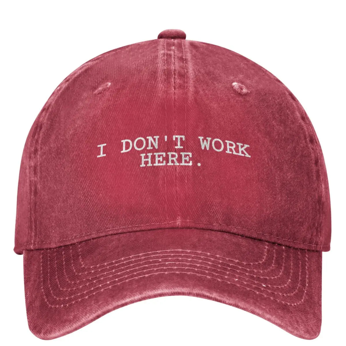 I DON'T WORK HERE Funny Trucker Hat - Unisex Casual Baseball Cap for Teens, Perfect for Summer Outdoor Activities.