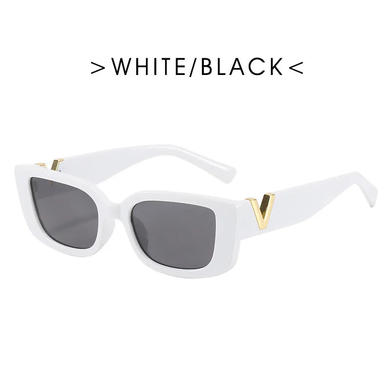 Chic Cat Eye Sunglasses with Luxury V Design for Women - Classic Rectangle UV400 Driving Eyewear.