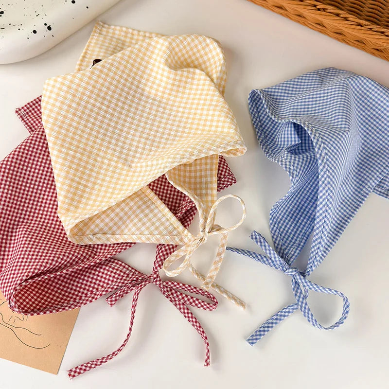 Trendy Plaid Cotton Bandana Headband for Women - Spring/Summer Hair Accessories.