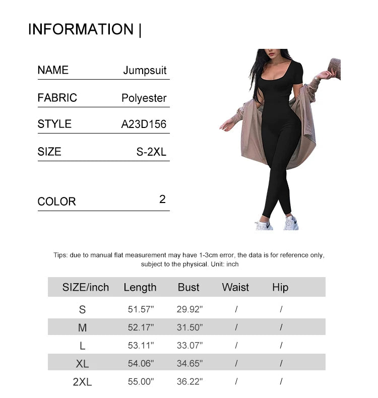 2024 Spring and Summer New Women's One-piece Short Sleeve Solid Color Sexy Slim One-piece Fashion Activity Street One-piece Suit.