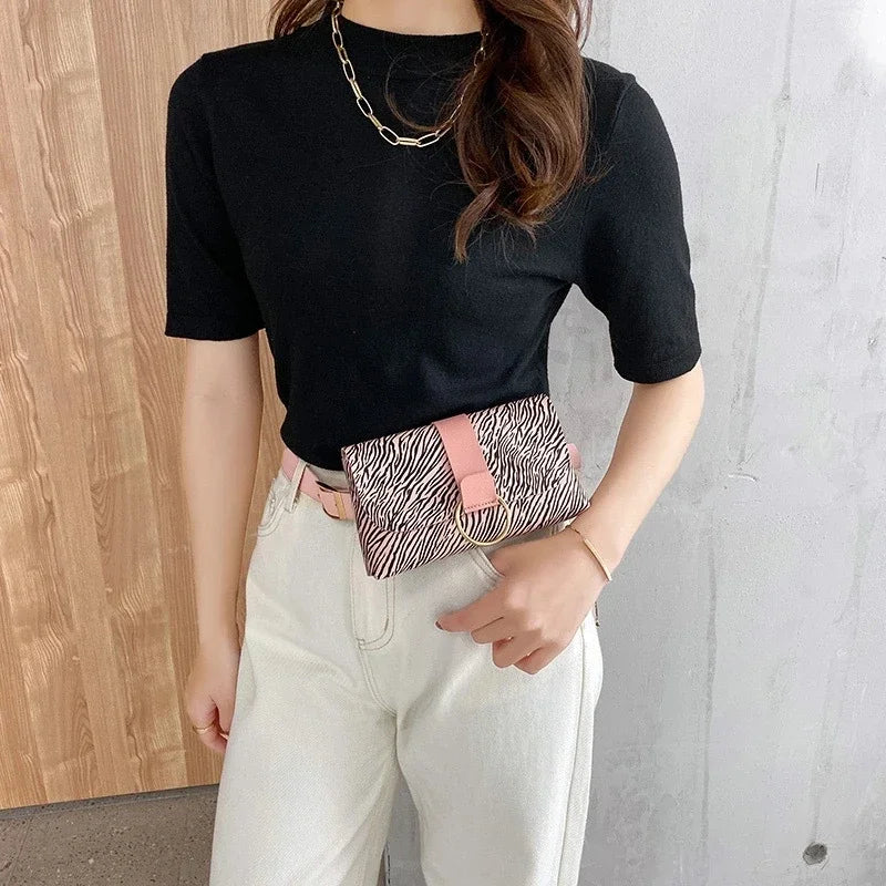 Women Fanny Pack PU Leather Waist Bag Female Banana Belt Bag Shoulder Crossbody Chest Phone Bags Designer Luxury Handbag.