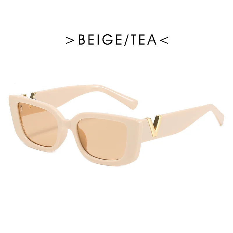 Chic Cat Eye Sunglasses with Luxury V Design for Women - Classic Rectangle UV400 Driving Eyewear.