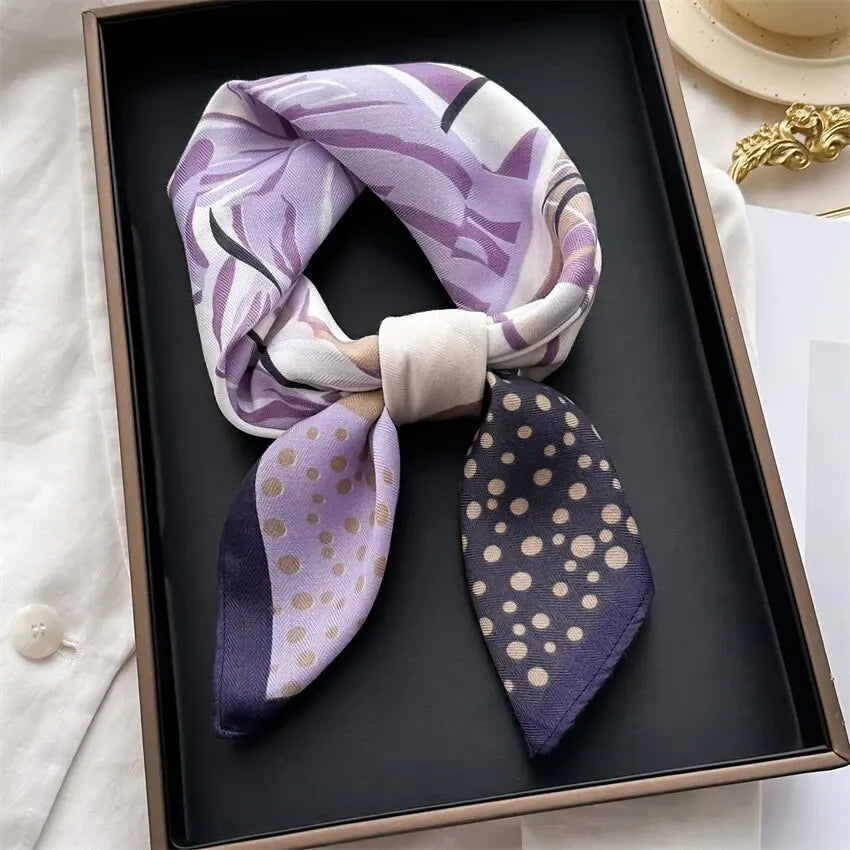 Luxurious Soft Velvet Printed Square Scarf for Women - Cotton Summer Hair Band and Stylish Neck Tie Foulard.