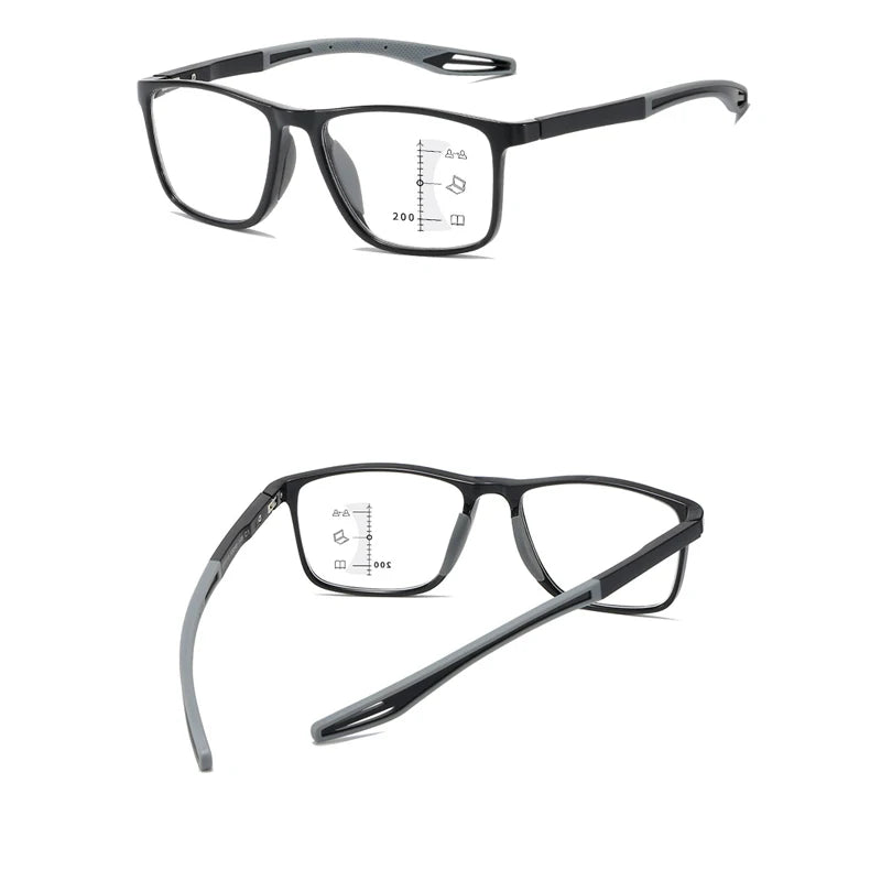 Large Frame Multifocal Reading Glasses with Anti-Blue Light Protection for Men and Women.