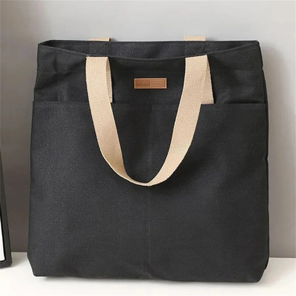 1Pcs Women's Tote Bag Canvas Sewing Thread Large Capacity Advanced Sense Handbag Convenient Practical Female's Commuter Bag.