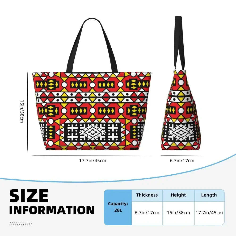 Custom African Kente Cloth Design Tote Bag for Women Large Capacity Traditional Africa Ethnic Ankara Beach Gym Travel Bags