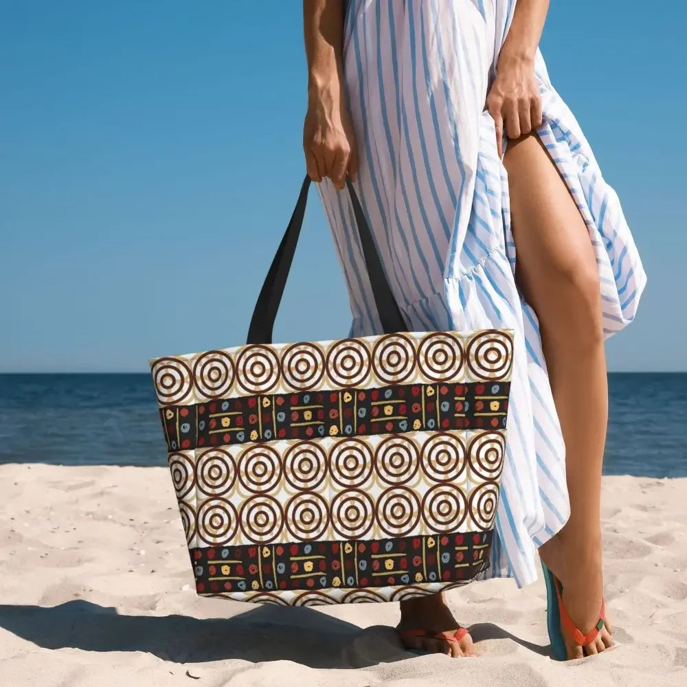 Custom African Kente Cloth Design Tote Bag for Women Large Capacity Traditional Africa Ethnic Ankara Beach Gym Travel Bags