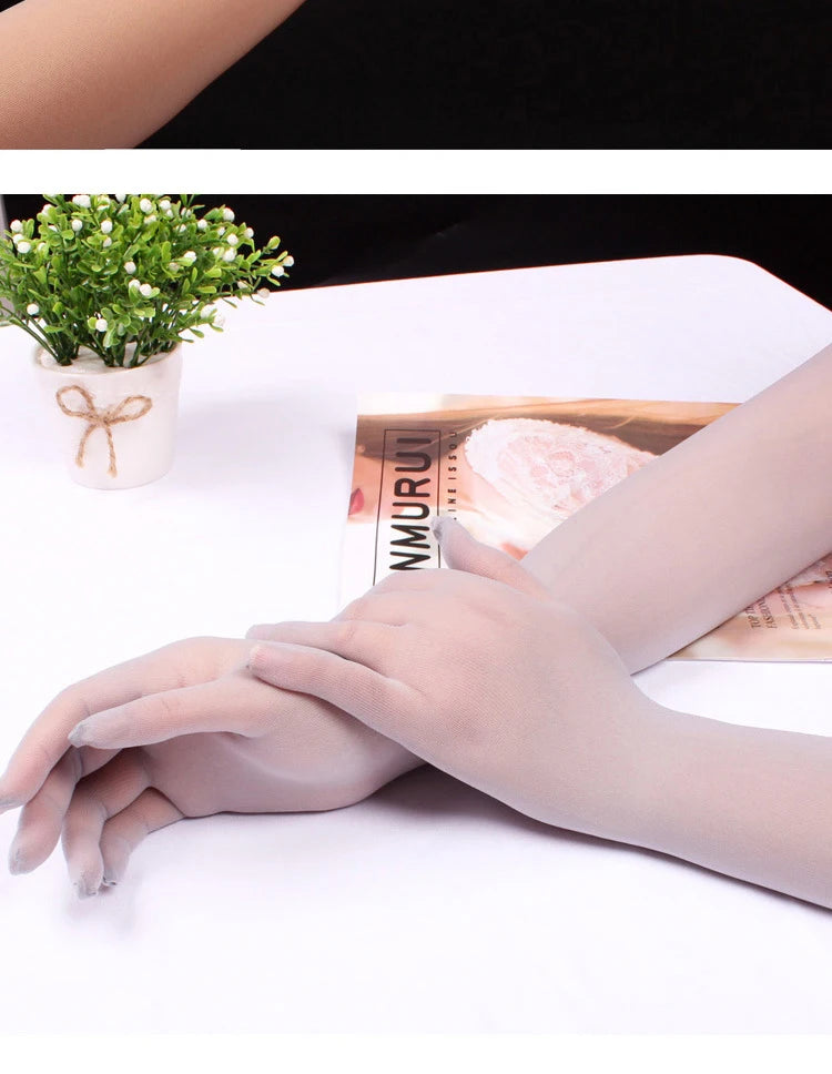 Elegant Sheer Lace Long Gloves for Women - Breathable & High Elasticity Summer Mittens with Sun Protection T248.