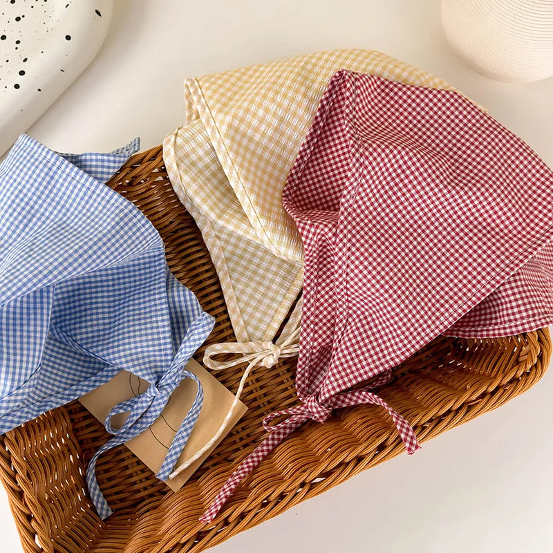 Trendy Plaid Cotton Bandana Headband for Women - Spring/Summer Hair Accessories.