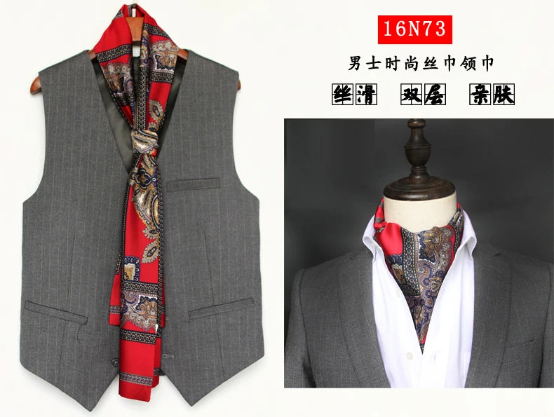 Elegant Double-Sided Hangzhou Silk Scarf for Men – Trendy Geometric Design for Autumn & Winter