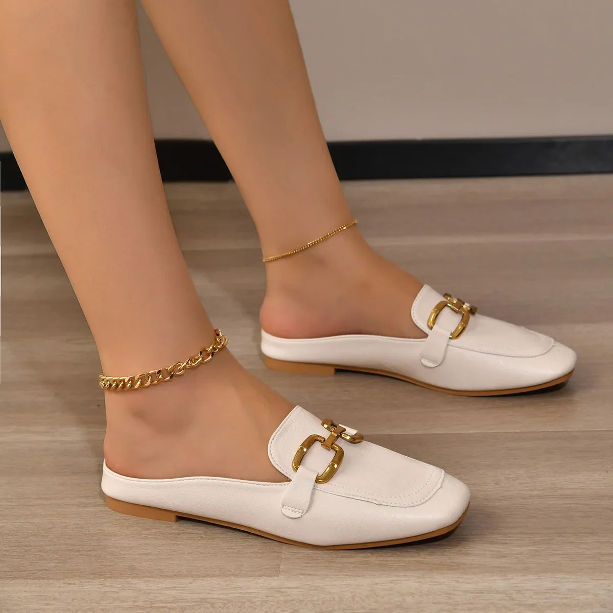 2024 New Women Shoes Ladies Flat Fashion Vintage British Leather Oxford Loafers Size 44 Comfy Casual Shallow Flats Gold logo.